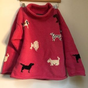 Kids knit cotton sweater with cute dogs knit in.